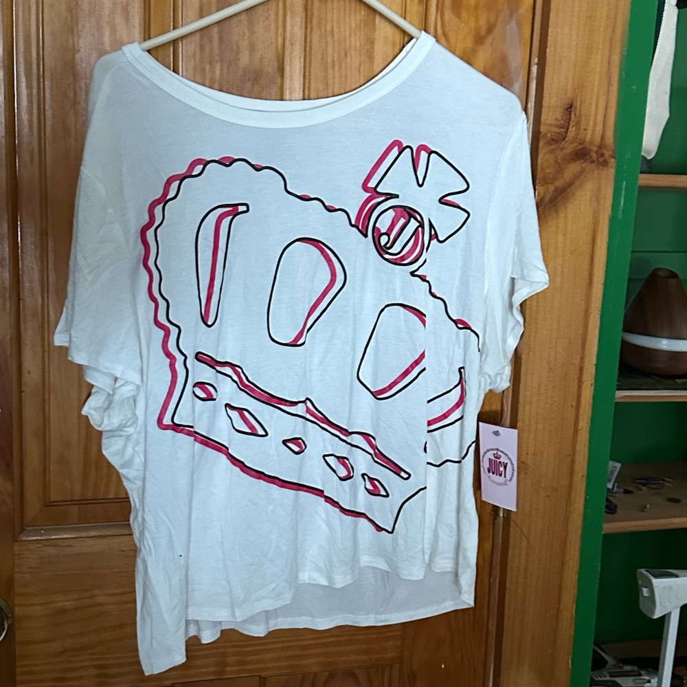 Juicy Couture White Tee with Pink Crown Design